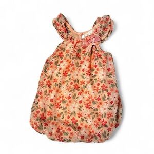 Nannette Pink Floral Baby Romper with Bow Size 0-3 Months Cottage Spring Summer